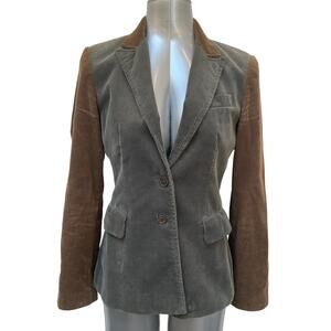 Stefanel Corduroy Color Block Blazer Women's Size 8 Gray Brown Mustard
